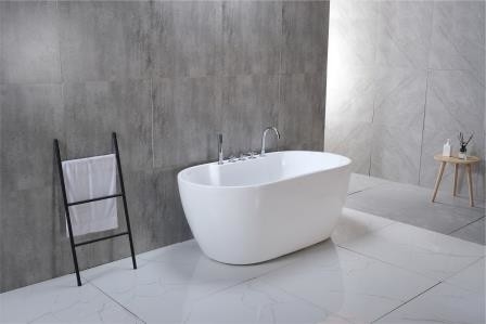 1200 mm baignoires de douche ovale Centre de l'orteil Tap drainage Couleur assortie Freestanding bulle d'air baignoire