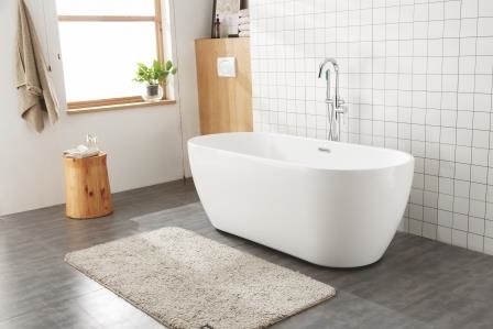 1200 mm baignoires de douche ovale Centre de l'orteil Tap drainage Couleur assortie Freestanding bulle d'air baignoire