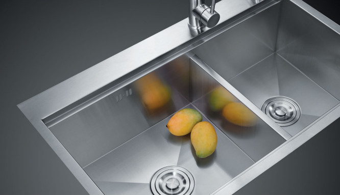 Coloriage argenté évier commercial en acier inoxydable évier de cuisine de luxe