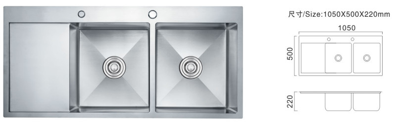 Cuve en acier inoxydable 304 en plaque Taille personnalisée Double drainage
