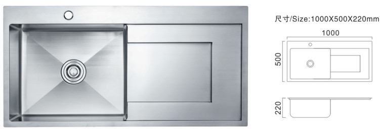 Cuve de cuisine de 81 cm, en acier inoxydable commercial