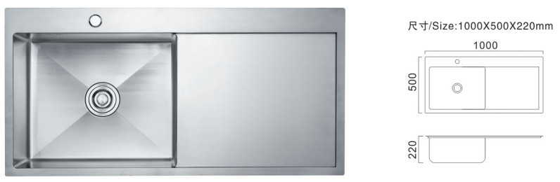 Cuve de cuisine de 81 cm, en acier inoxydable commercial