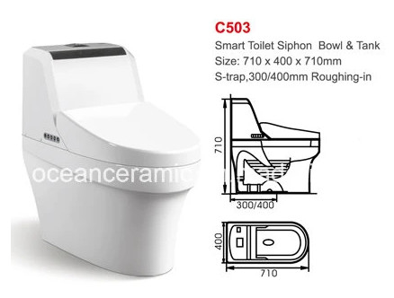 Une pièce 710 x 400 x 710 mm Smart Toilet Wall Accroché Siège de toilette intelligent debout