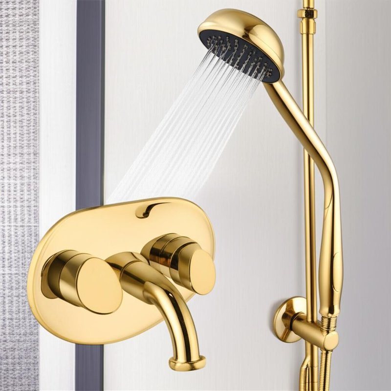 Ensemble de robinetterie de douche dissimulée en laiton avec pomme de douche pluie au plafond, bec cascade et douchette combinés