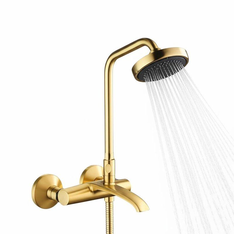 Ensemble de robinetterie de douche dissimulée en laiton avec pomme de douche pluie au plafond, bec cascade et douchette combinés