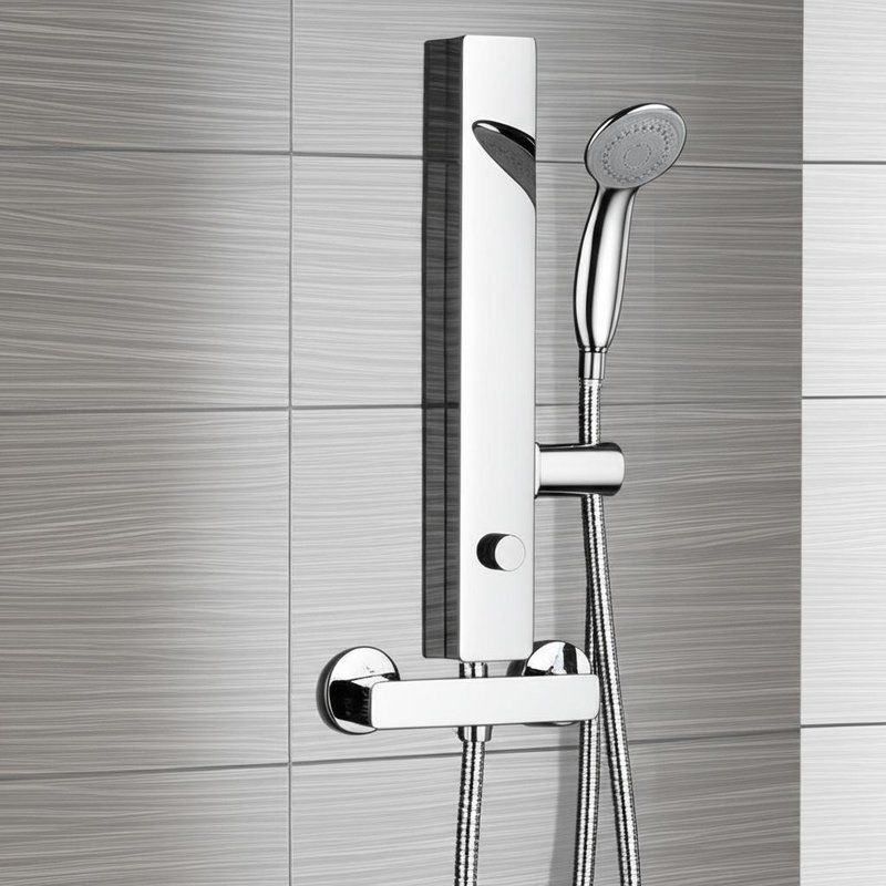 Ensemble de robinetterie de douche thermostatique en laiton chromé avec protection anti-brûlure et douchette multifonction