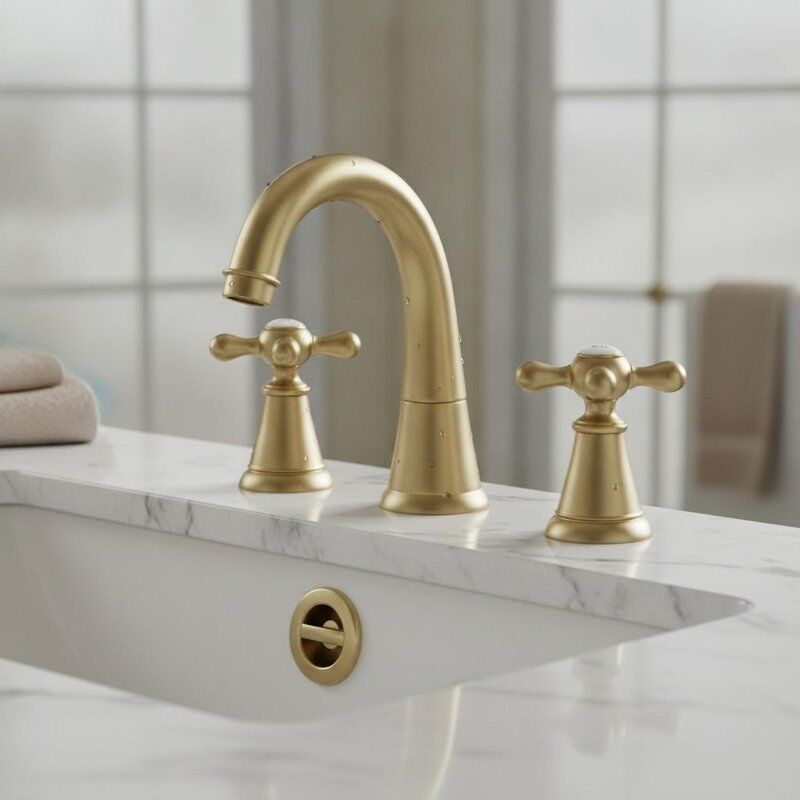 Faucet à double poignée en laiton de bassin en laiton brossé finition en laiton avec déchets pop up ensemble classique poignées croisées