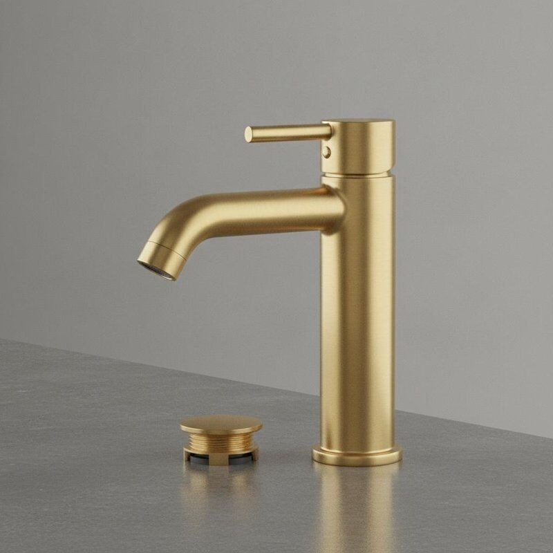 Mitigeur de lavabo en laiton à haut débit, finition laiton brossé, grande cartouche avec bonde à tirette, qualité commerciale
